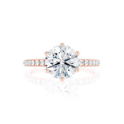 2.2 CT Round Pave Lab Grown Diamond Engagement Ring