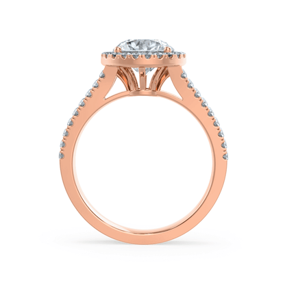 1CT Round Halo & Pave Lab Grown Diamond Engagement Ring