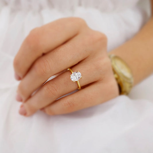 0.9 CT Oval Solitaire Lab Grown Diamond Engagement Ring