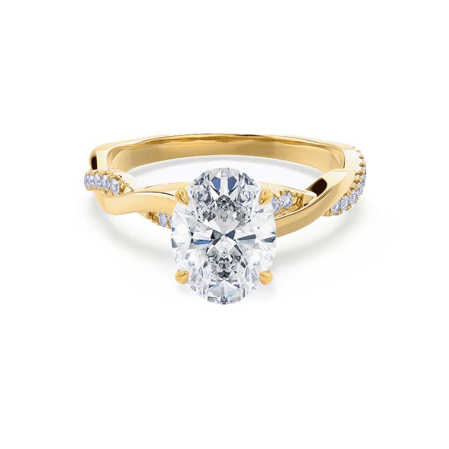 1.5 CT Oval Twisted Pave Lab Grown Diamond Engagement Ring