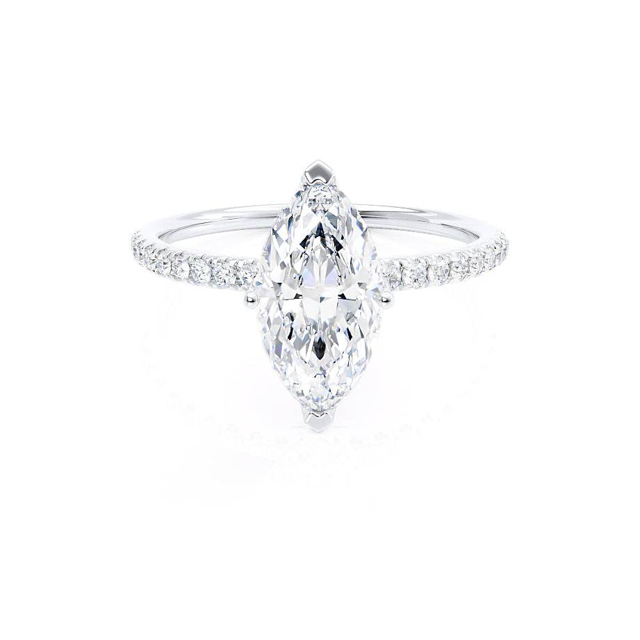 1 CT Marquise Pave Lab Grown Diamond Engagement Ring