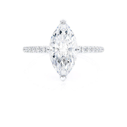 1 CT Marquise Pave Lab Grown Diamond Engagement Ring