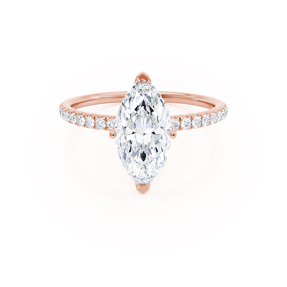 1 CT Marquise Pave Lab Grown Diamond Engagement Ring
