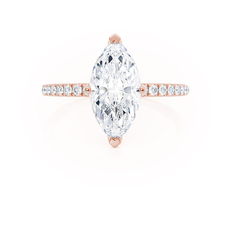 1 CT Marquise Pave Lab Grown Diamond Engagement Ring
