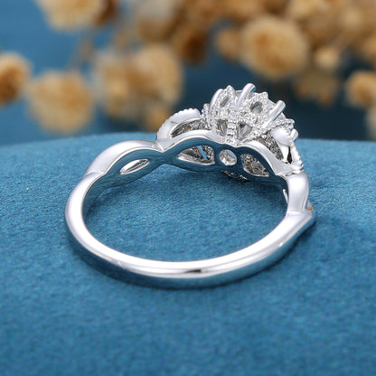 1.1 CT Round Vintage Cluster Lab Grown Diamond Engagement Ring