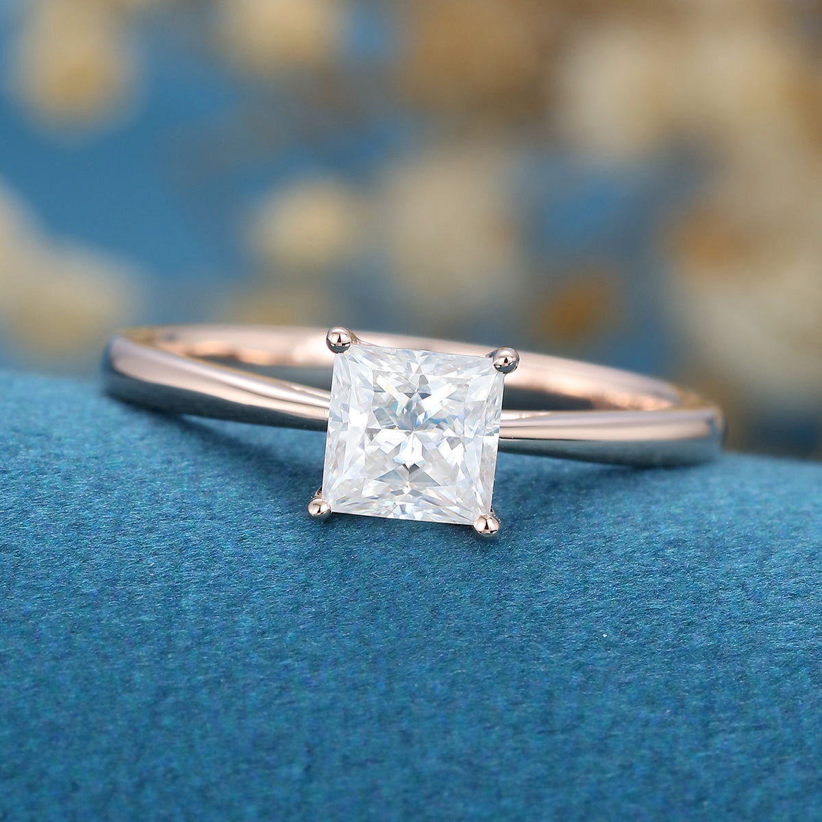 0.64 CT Princess Solitaire Lab Grown Diamond Engagement Ring