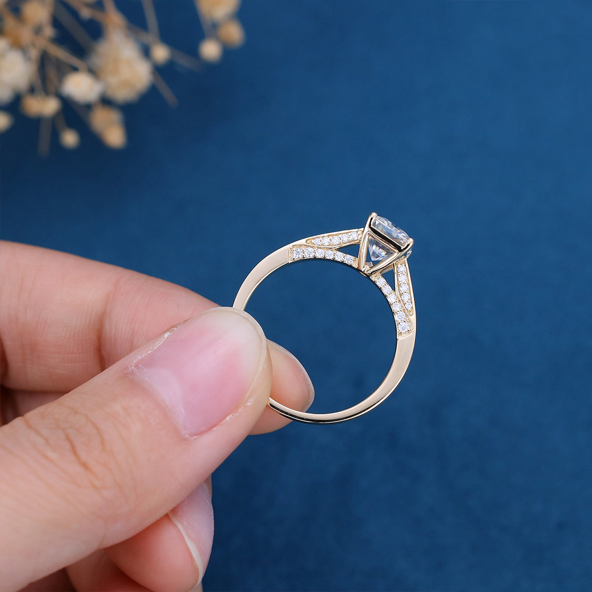 1.68 CT Radiant Pave Lab Grown Diamond Engagement Ring