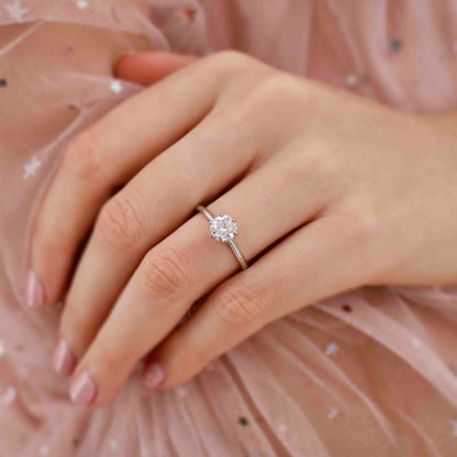 1 CT Round Solitaire Lab Grown Diamond Engagement Ring