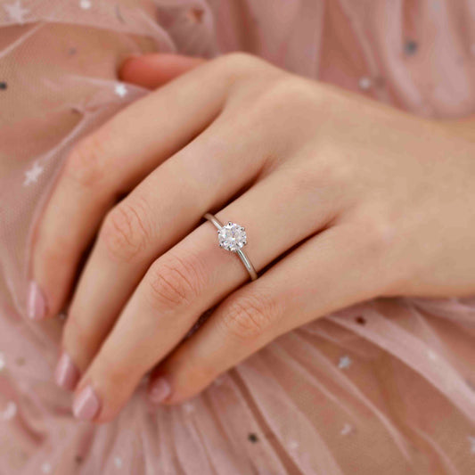 1.5 CT Round Solitaire Lab Grown Diamond Engagement Ring