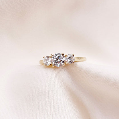 0.60 CT Round Three Stone Moissanite Engagement Ring