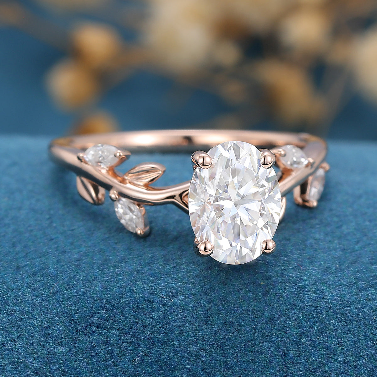 1.33 CT Oval Vintage Cluster Lab Grown Diamond Engagement Ring