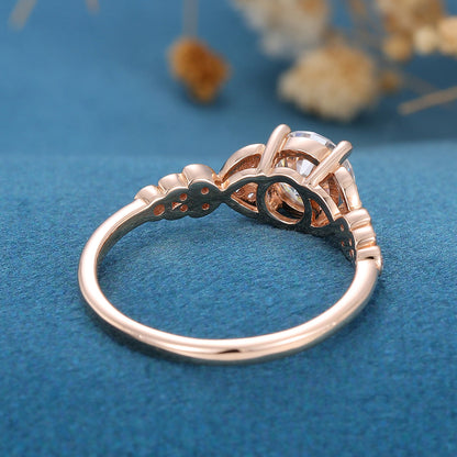 0.68 CT Round Vintage Cluster Lab Grown Diamond Engagement Ring