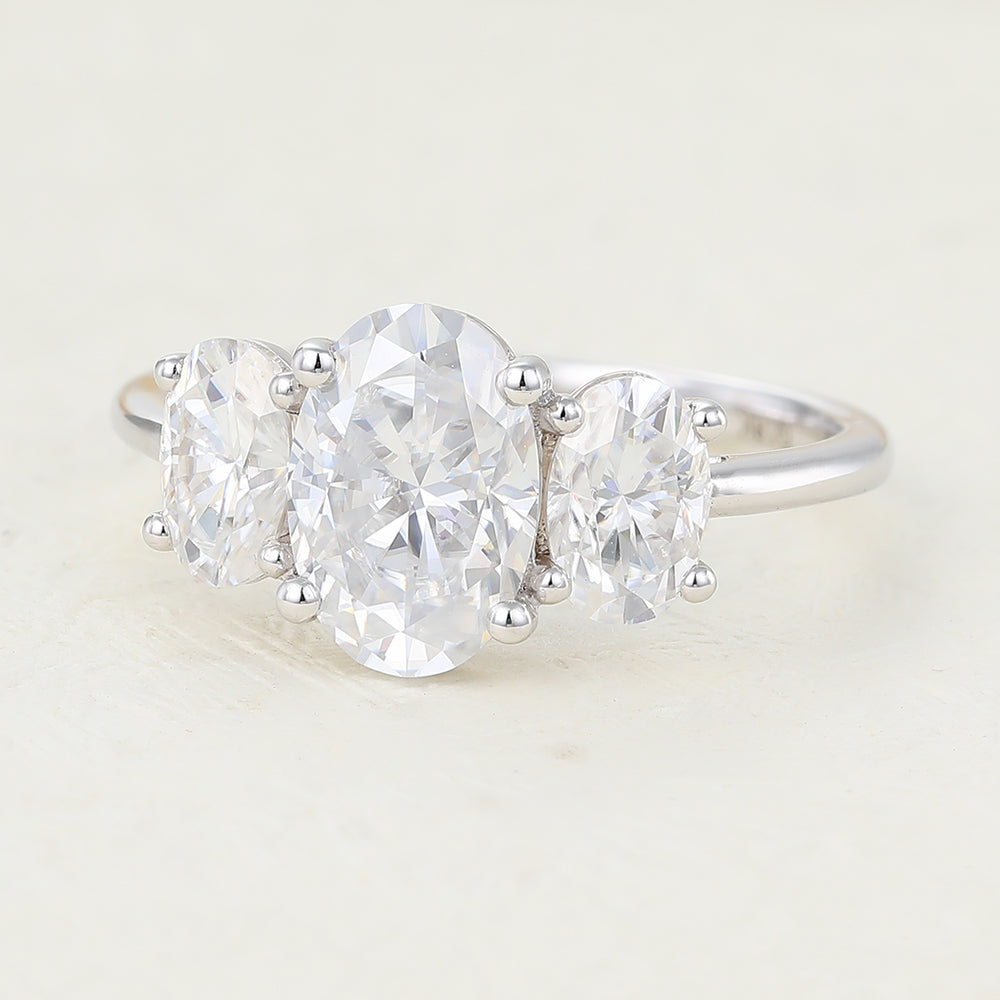 1.91 CT Oval Three Stone Lab-Grown Diamond Engagement Ring