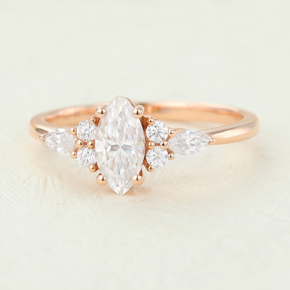 0.47 CT Marquise Cluster Lab-Grown Diamond Engagement Ring