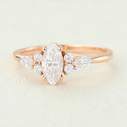 0.47 CT Marquise Cluster Lab-Grown Diamond Engagement Ring