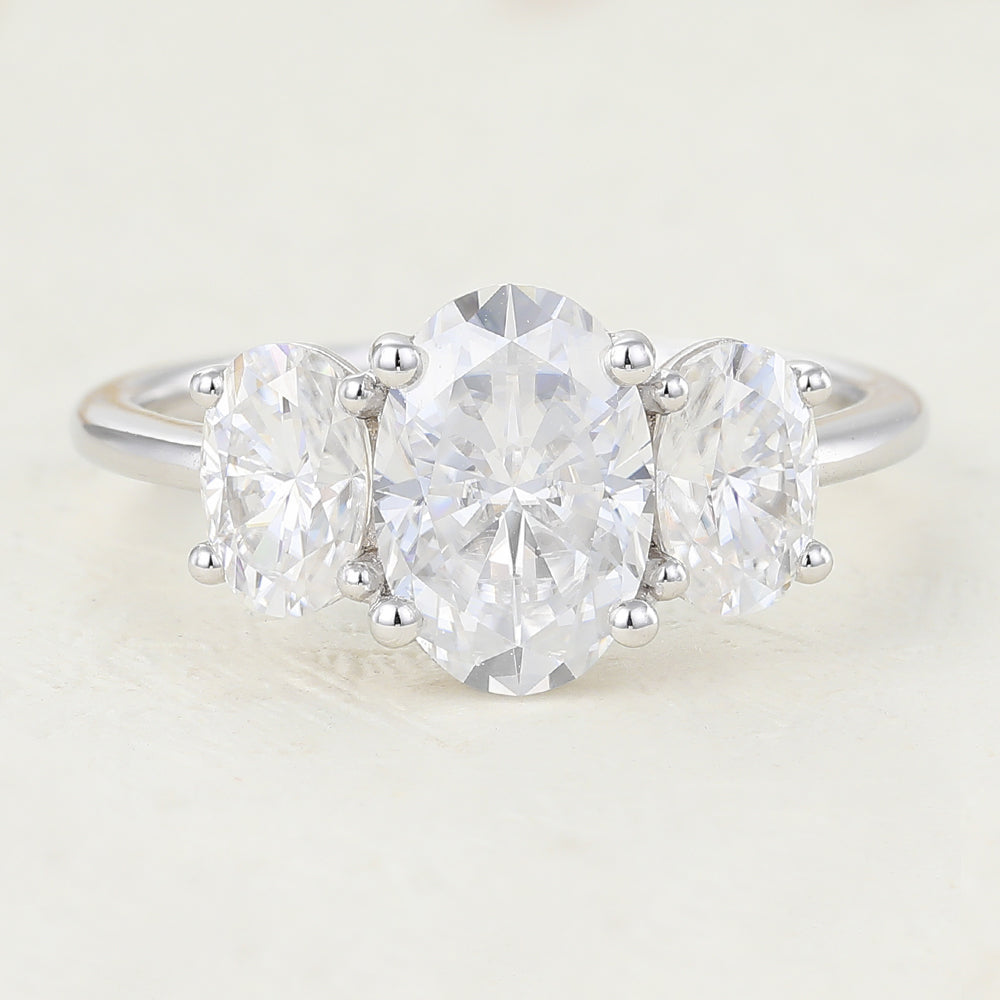 1.91 CT Oval Three Stone Lab-Grown Diamond Engagement Ring