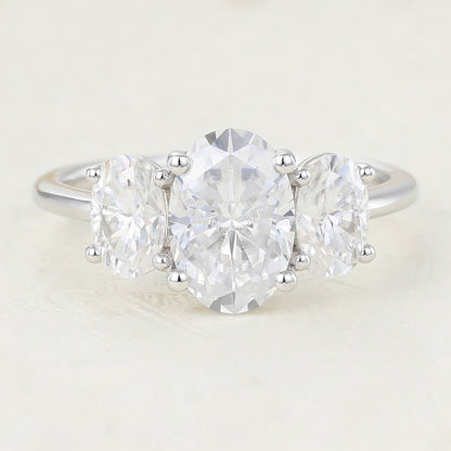 1.91 CT Oval Three Stone Lab-Grown Diamond Engagement Ring