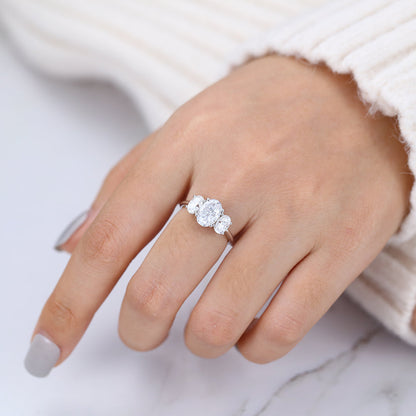 1.91 CT Oval Three Stone Lab-Grown Diamond Engagement Ring