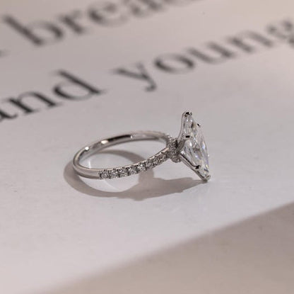 Stunning 1.0 - 2.0 CT Marquise Moissanite Engagement Ring with Pave Design 9