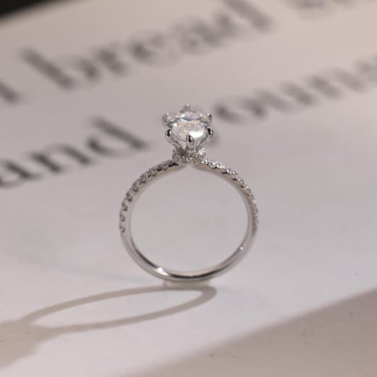 Stunning 1.0 - 2.0 CT Marquise Moissanite Engagement Ring with Pave Design 8