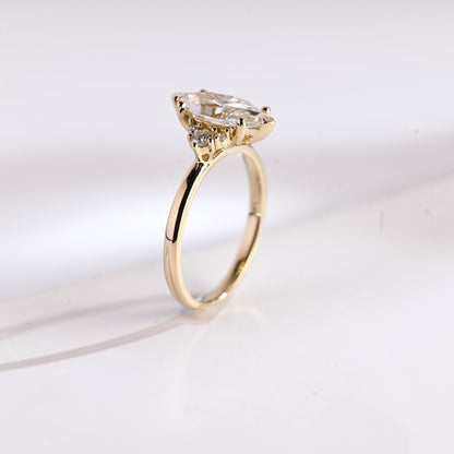 Stunning 1.0 - 2.0 CT Marquise Moissanite Engagement Ring with Cluster Design 8