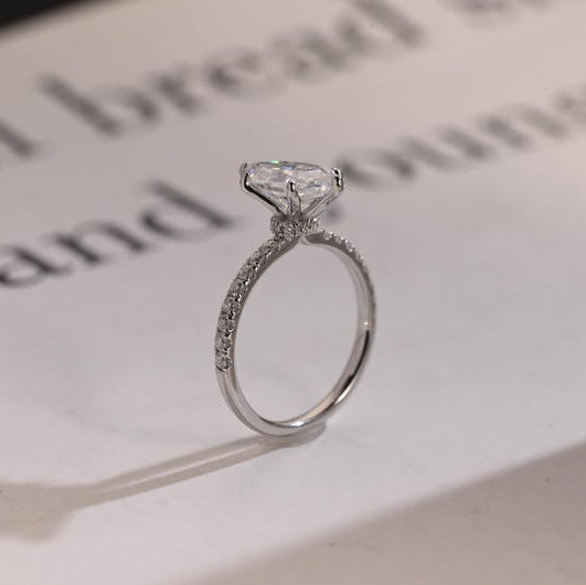 Stunning 1.0 - 2.0 CT Marquise Moissanite Engagement Ring with Pave Design 7