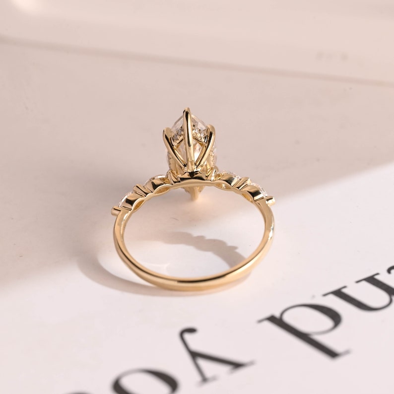 Stunning 1.0 - 2.0 CT Marquise Moissanite Engagement Ring with Pave & Hidden Halo Design 7