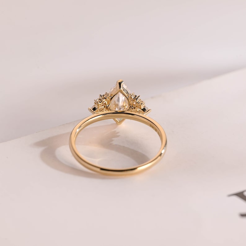 Stunning 1.0 - 2.0 CT Marquise Moissanite Engagement Ring with Cluster Design 3