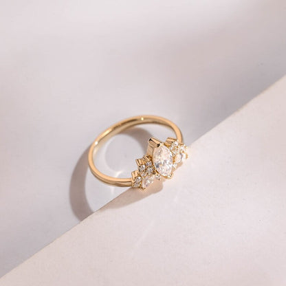 Stunning 1.0 - 2.0 CT Marquise Moissanite Engagement Ring with Cluster Design 10