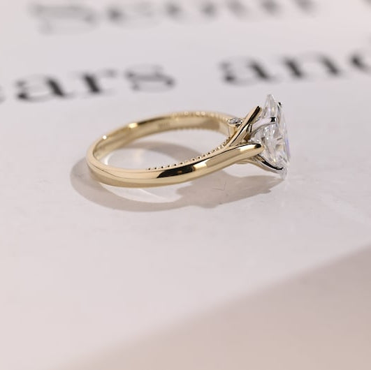 Stunning 1.0 - 2.0 CT Marquise Moissanite Engagement Ring Solitaire Style 9