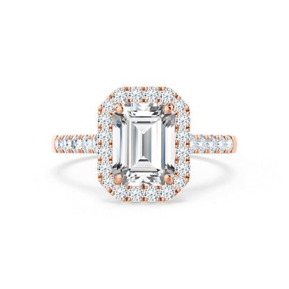 1.01 CT Emerald Halo & Pave Lab Grown Diamond Engagement Ring