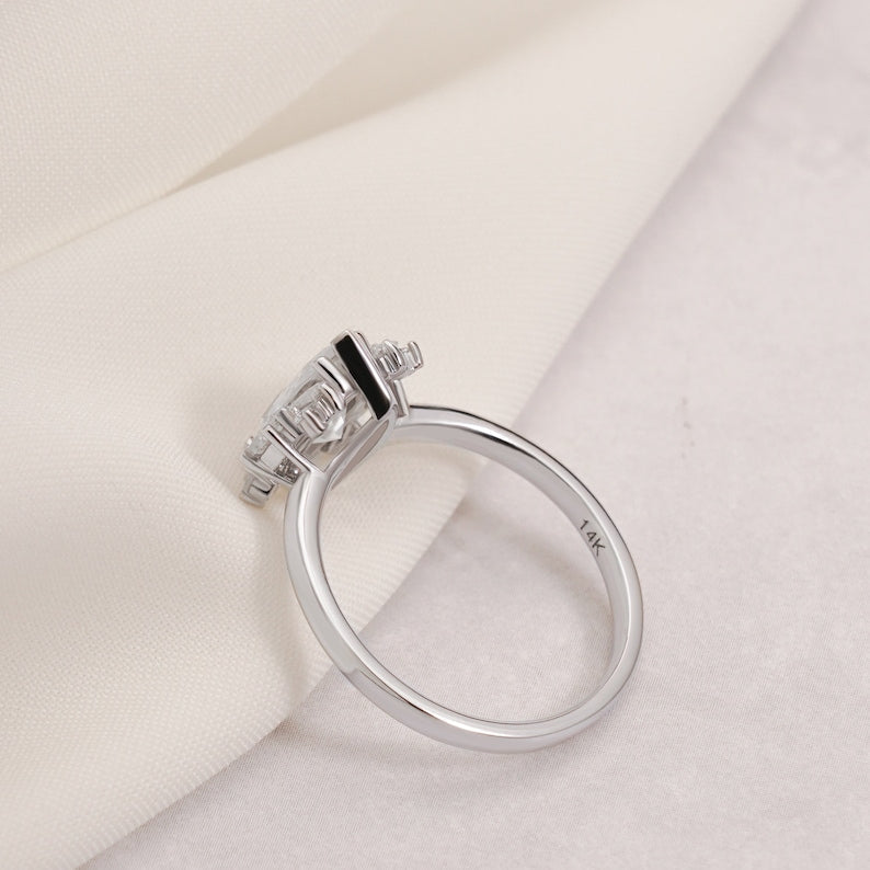 Stunning 1.0 - 2.0 CT Marquise Moissanite Engagement Ring with Cluster Design 7